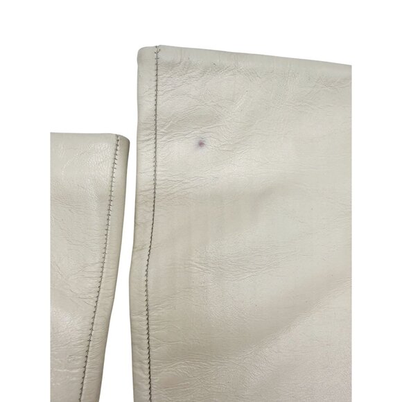 Larroude Kate Knee High Leather Boots Ivory Pointed Toe Heels NWOT - Size 7 - Picture 9 of 12